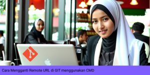 A woman in a cafe changing git remote